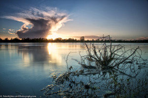 Sunset over the river IJssel