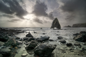 Sun over Ballydowane cove